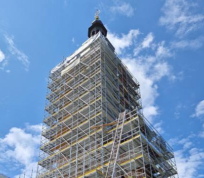Night Shift Workers Use Fluorescent Paint To Light Up The Scaffolding Tower Which Has Become A Popular Check-In Spot In The City